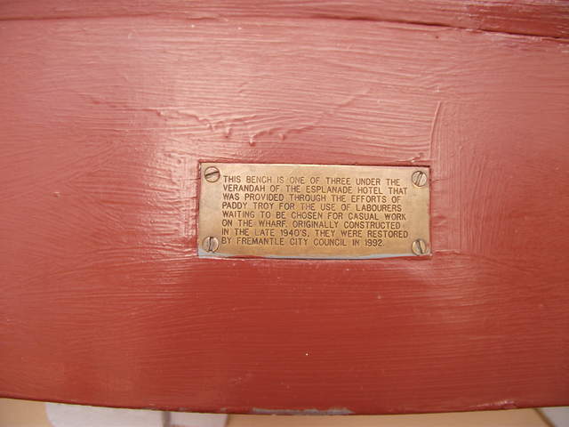 Paddy Troys benches plaque