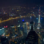 Skyline at Pudong, from the Shanghai World Financial Center, the world's highest public observation floor (2011)