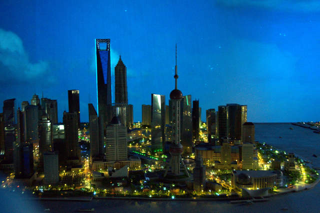 Pudong model in the lobby of the tower