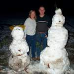 Robin and Steve, pictured with Snow-bride, and Snow-groom counterparts