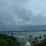 View of San Juan from Viejo San Juan on Tetuan St.