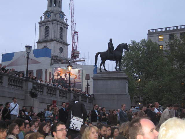 The crowds of Spamalot at Trafalgar Sq.