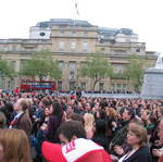 The crowds of Spamalot at Trafalgar Sq.