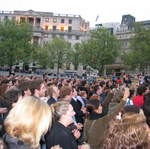 The crowds of Spamalot at Trafalgar Sq.