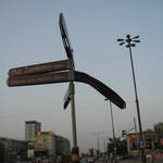 A melting / bent street signin Warsaw