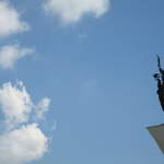 Sanctuary of God's Mercy statue on the tower