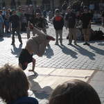 Street entertainers in market square