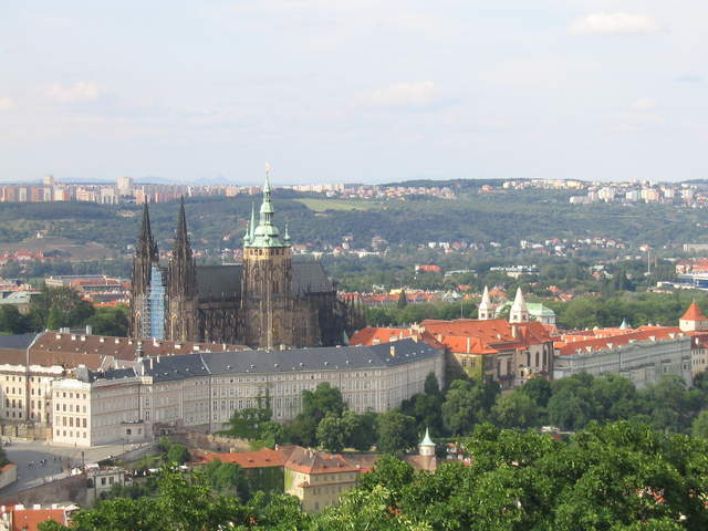 View of Prague Castle and St Vitus's cathedral from Eiffelovka