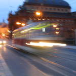 Tram at night