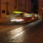 Tram at night in Malá Strana (Little Quarter)