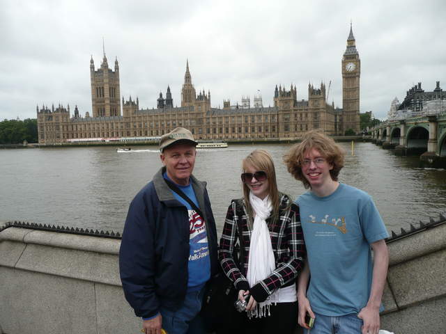 Jim, Catherine and Andrew in front of Parliament