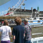 Catherine, Andrew and Jim looking at the London Eye