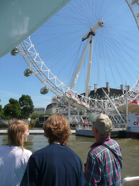 Catherine, Andrew and Jim looking at the London Eye
