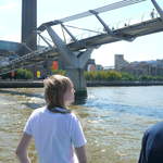 Catherine, Millenium Bridge and The Tate Modern from the Clipper