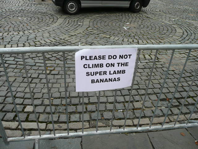 Please do not climb on the Super Lamb Bananas