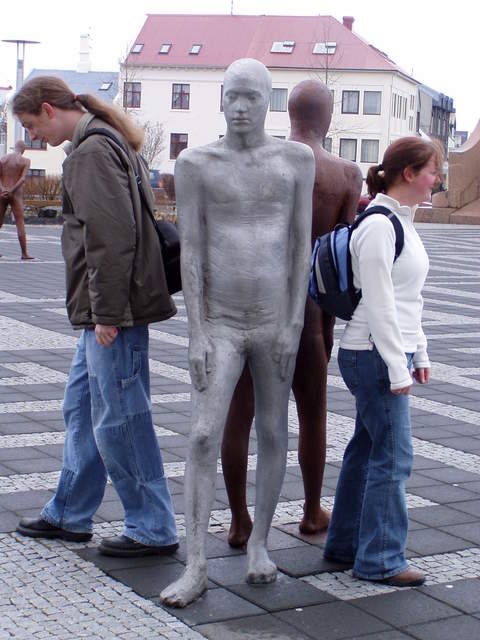 Kev and Ali, at one with the statues