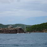 Entrane to English Harbour showing defending fort