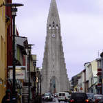 The front of Hallgrimskirkja Church