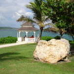 Pagoda overlooking snorkelling bay and reef