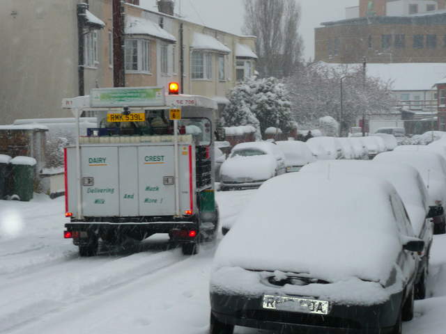 Milk float on Church Road