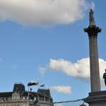 Marion knitting on the plinth