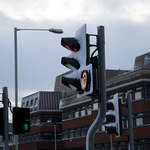 Traffic light in the snow
