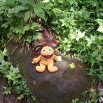 Taking a small resting break from his hike to the waterfalls