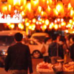 Night, and lanterns along Dongzhimen Nei Dajie