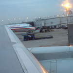 On the plane getting ready to leave O'Hare International Airport