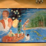 Hand painted tile depicting Christopher Columbus