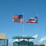 Flags outside the Ferry port