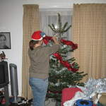 Ali tinseling the tree