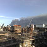 Smoke over London from a fire on the 2012 olympic site