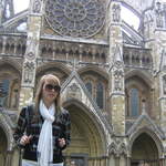 Catherine in front of Westminster Abbey