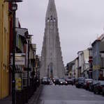 The front of Hallgrimskirkja Church