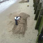 Halloween grave sand sculpture