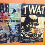 Satirical War Comic posters, outside the Tate Modern