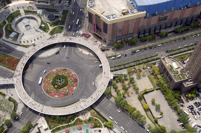 View from the Oriental Pearl Tower viewing platform, Pudong