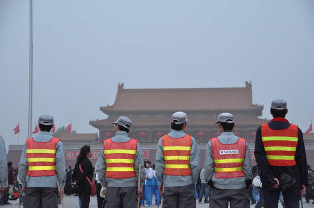 The flag lowering ceremony. Alongside the military, the days work crews all get involved.