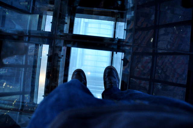 Looking down