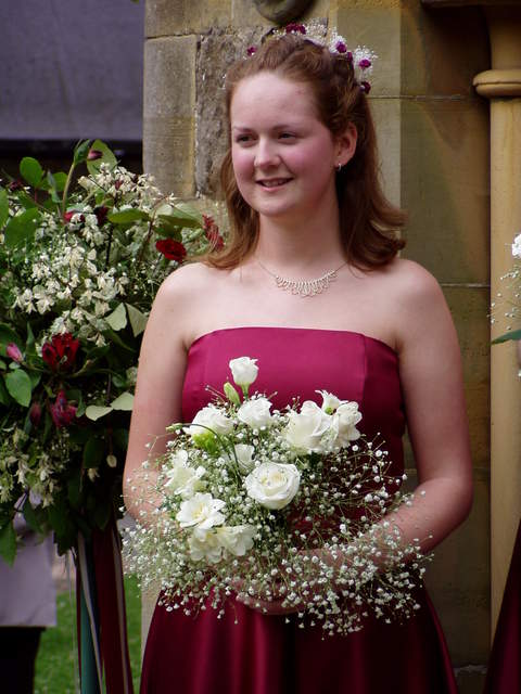 The bride's hair