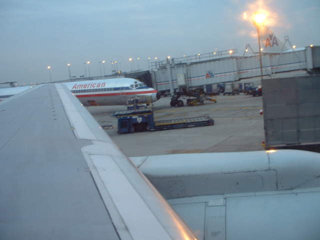 On the plane getting ready to leave O'Hare International Airport