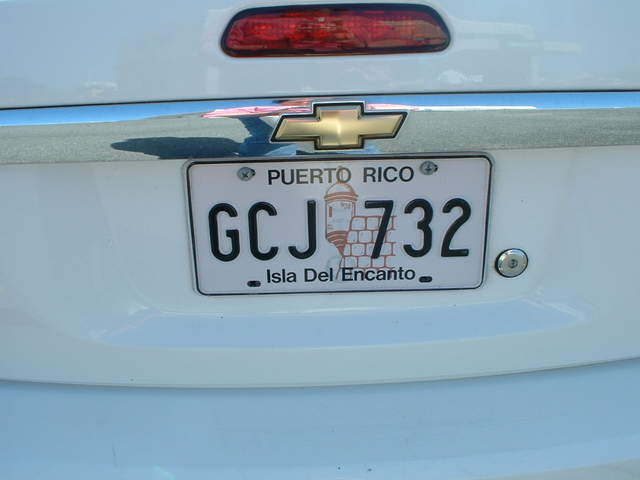 Heh, our rental cars license plate (A white Chevy Malibu, its the car all tourists get)