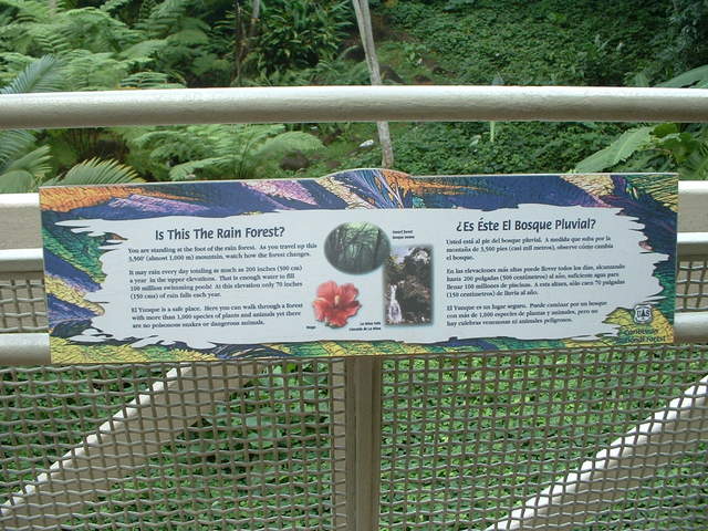 Another informational/educational sign for the Rainforest