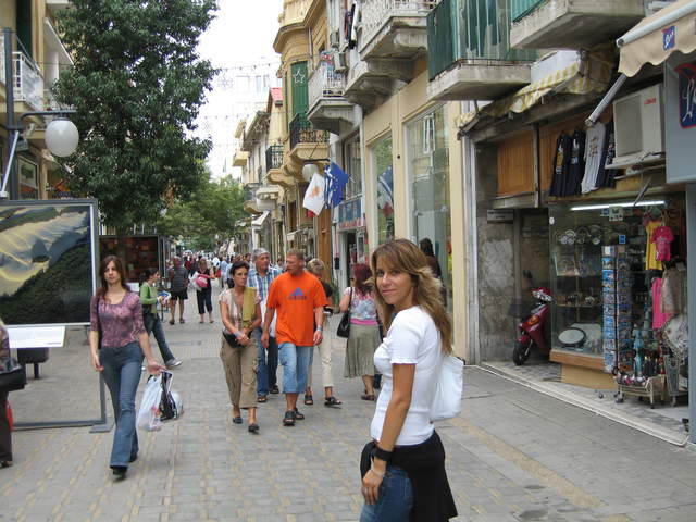 Sandra on one of Nicosia's two main shopping streets