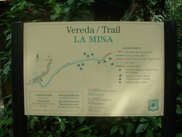Information sign for La Mina Falls