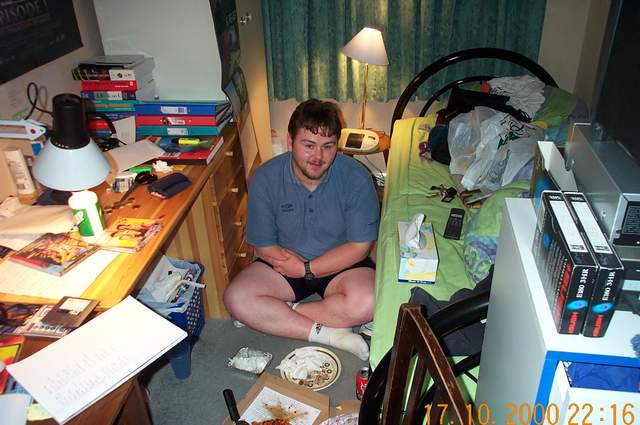 Ian eating in his room