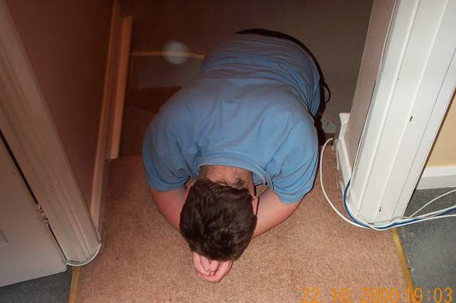 Ian Buckler despairing that his computer doesn't work