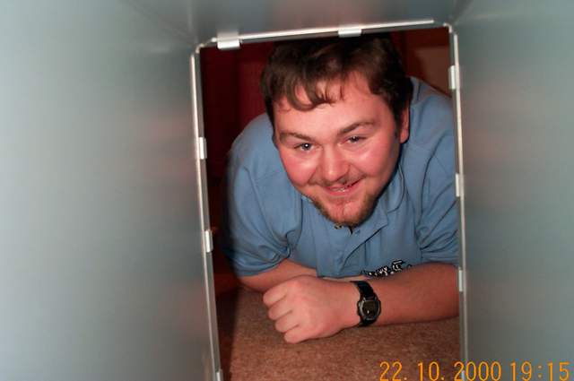 Ian Buckler inside a computer case
