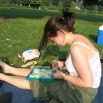Ali playing Scrabble